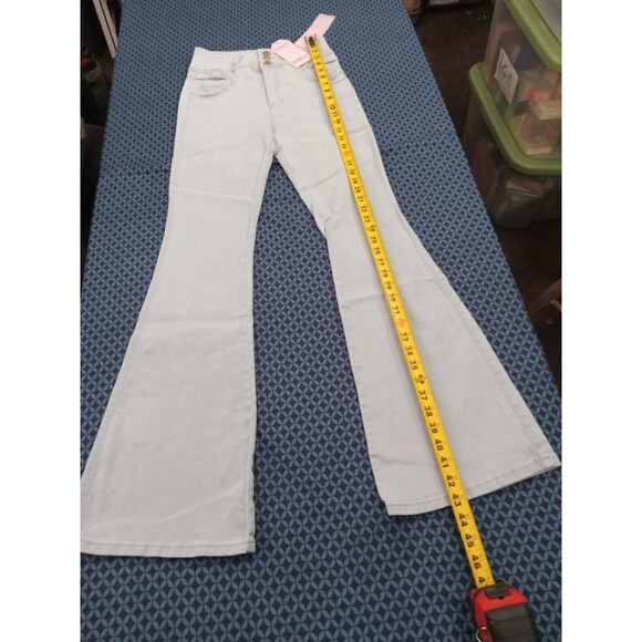 WAIST 28 INCHES SIZE 5 FLARE JEANS STRETCH DENIM PUSH UP BLUE 5-3 CTP1204  SZ5 - Picture 8 of 11